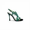 Sandalo donna Virgo verde in vernice di pelle di vitello con motivo a foglie e tacco stiletto 10,5 cm - Arturo Gorlini